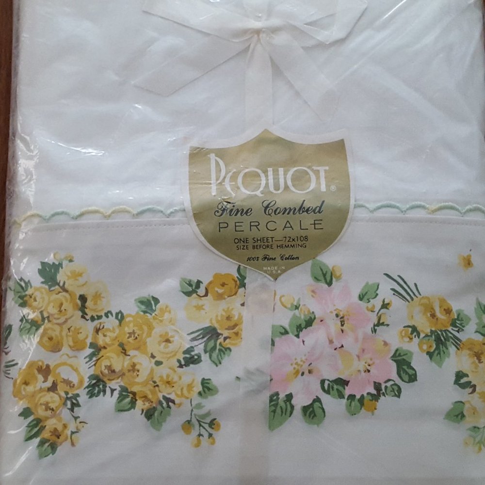 Vintage Flat Sheet Pequot Fine Combed Percale Sweetheart Rose*1 FLAT SHE… - Picture 2 of 8